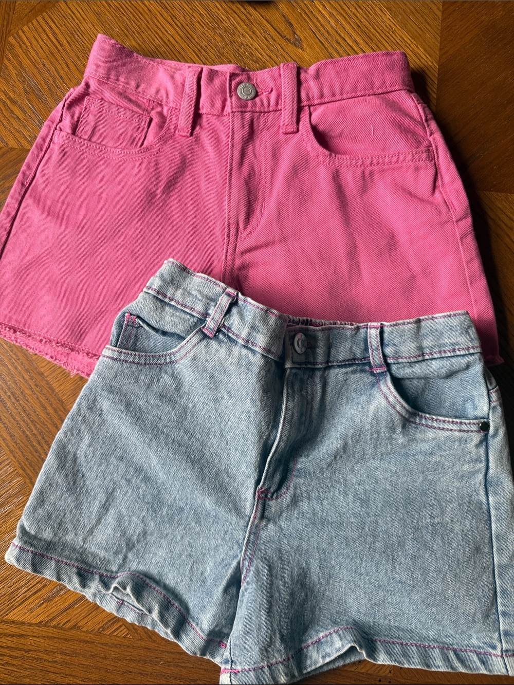 Derek Heart Pink and Light Blue Denim Girls Shorts Duo
